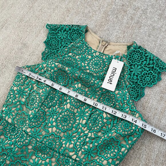 NWT Minuet Green Lace Dress S - Picture 8 of 9